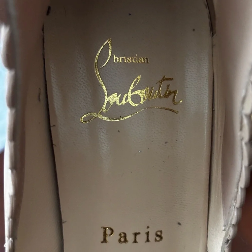 Christian Louboutin Pijonina 120 Peep Toe Scalloped Pumps Size 37.5 - Picture 12 of 15